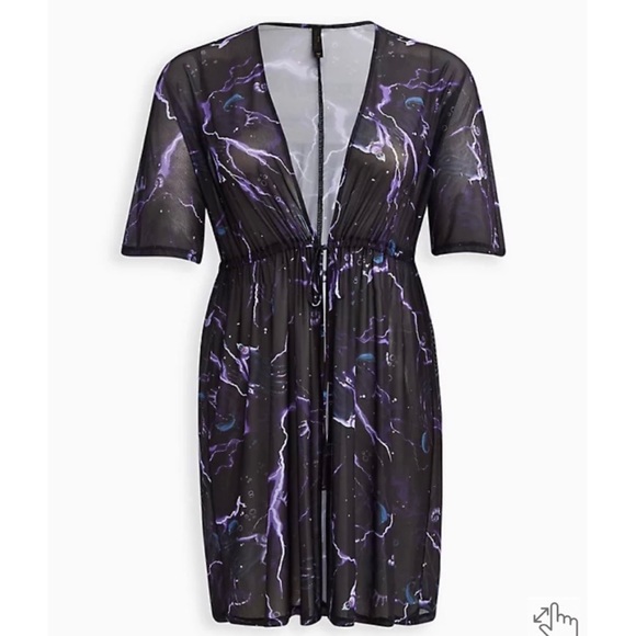 NWT TORRID Disney The Little Mermaid Ursula Swim Kimono - Black - Picture 5 of 8